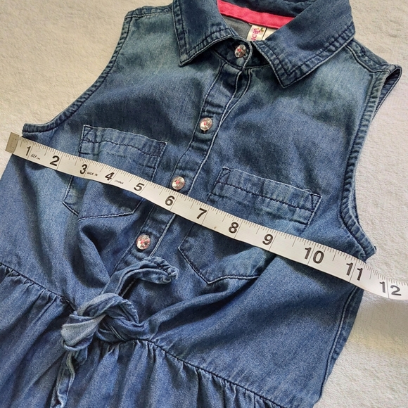 DENIM CHAMBRAY SLEEVELESS GIRLS DRESS - Picture 8 of 11